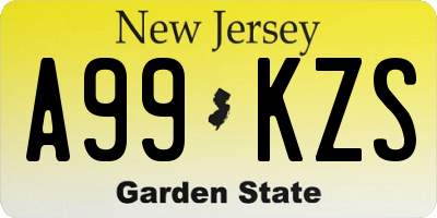 NJ license plate A99KZS