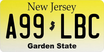 NJ license plate A99LBC