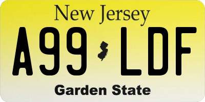 NJ license plate A99LDF