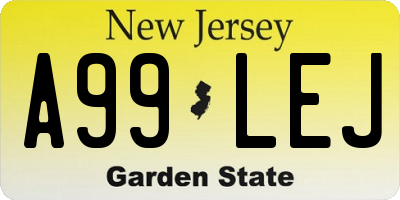 NJ license plate A99LEJ