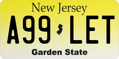 NJ license plate A99LET