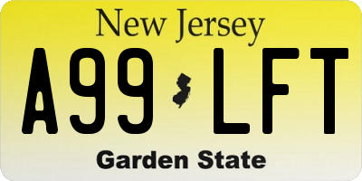 NJ license plate A99LFT