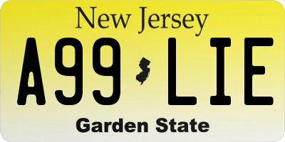 NJ license plate A99LIE