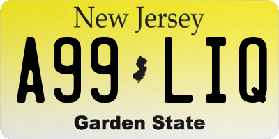 NJ license plate A99LIQ