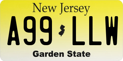 NJ license plate A99LLW
