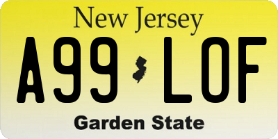 NJ license plate A99LOF