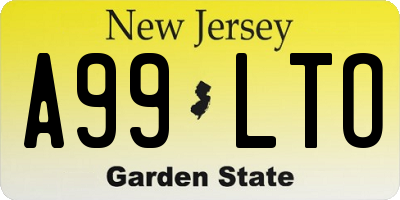NJ license plate A99LTO