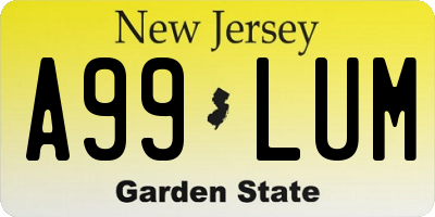 NJ license plate A99LUM