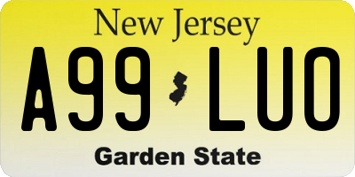 NJ license plate A99LUO
