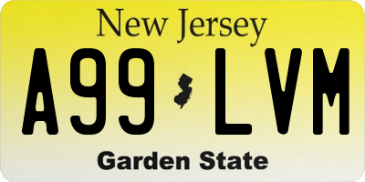 NJ license plate A99LVM