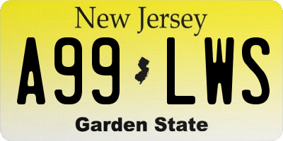 NJ license plate A99LWS