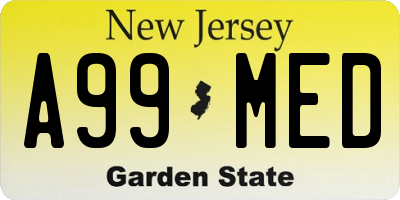 NJ license plate A99MED