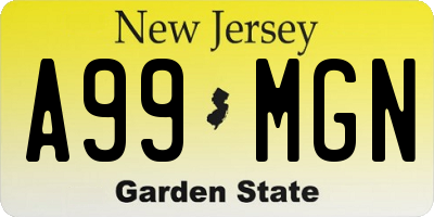 NJ license plate A99MGN