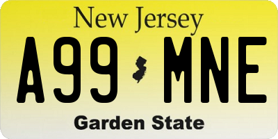 NJ license plate A99MNE