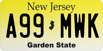 NJ license plate A99MWK