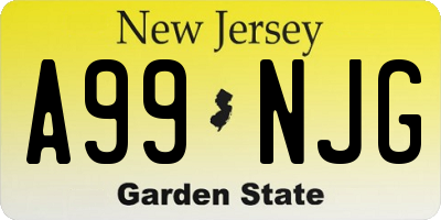 NJ license plate A99NJG