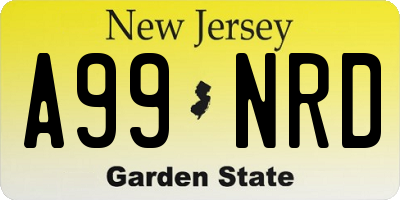 NJ license plate A99NRD