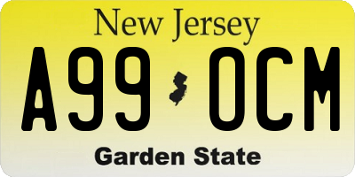 NJ license plate A99OCM