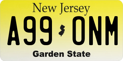NJ license plate A99ONM