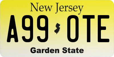 NJ license plate A99OTE