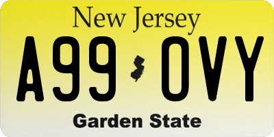 NJ license plate A99OVY
