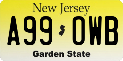 NJ license plate A99OWB
