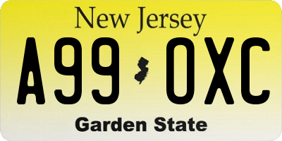 NJ license plate A99OXC