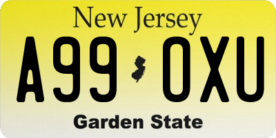 NJ license plate A99OXU