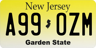 NJ license plate A99OZM