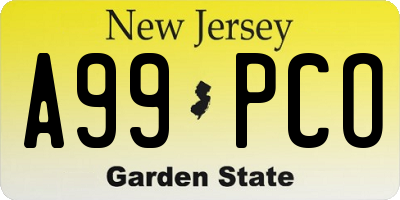 NJ license plate A99PCO