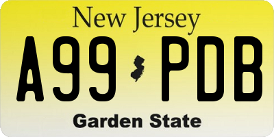 NJ license plate A99PDB