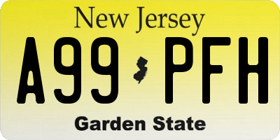 NJ license plate A99PFH