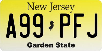 NJ license plate A99PFJ