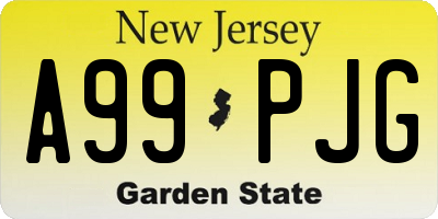 NJ license plate A99PJG