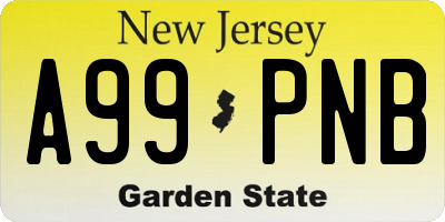 NJ license plate A99PNB