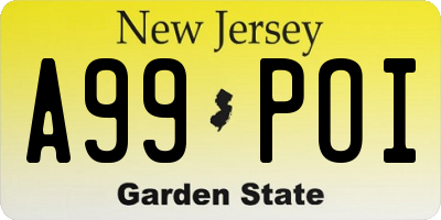 NJ license plate A99POI