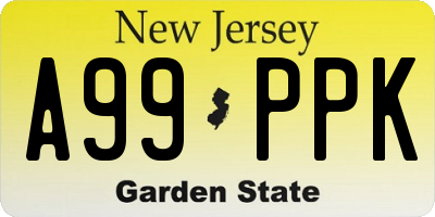 NJ license plate A99PPK
