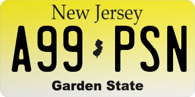 NJ license plate A99PSN