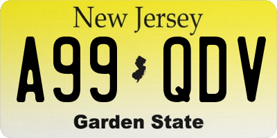 NJ license plate A99QDV