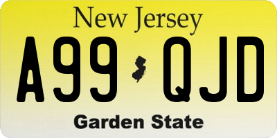 NJ license plate A99QJD
