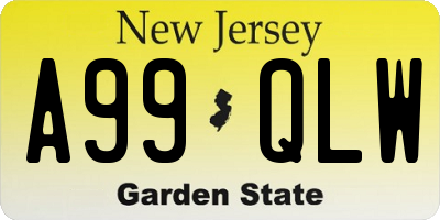 NJ license plate A99QLW