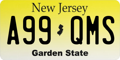 NJ license plate A99QMS