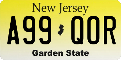 NJ license plate A99QOR