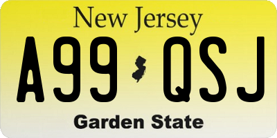 NJ license plate A99QSJ
