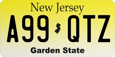 NJ license plate A99QTZ