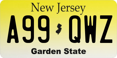 NJ license plate A99QWZ