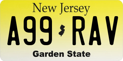 NJ license plate A99RAV