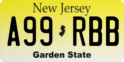NJ license plate A99RBB