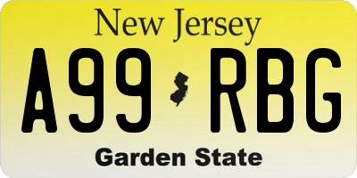 NJ license plate A99RBG