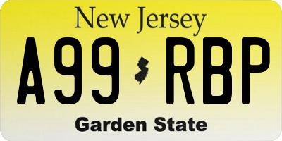 NJ license plate A99RBP
